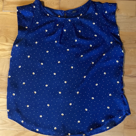 Size L short sleeve blouse from Pseudio Navy print - Picture 2 of 6